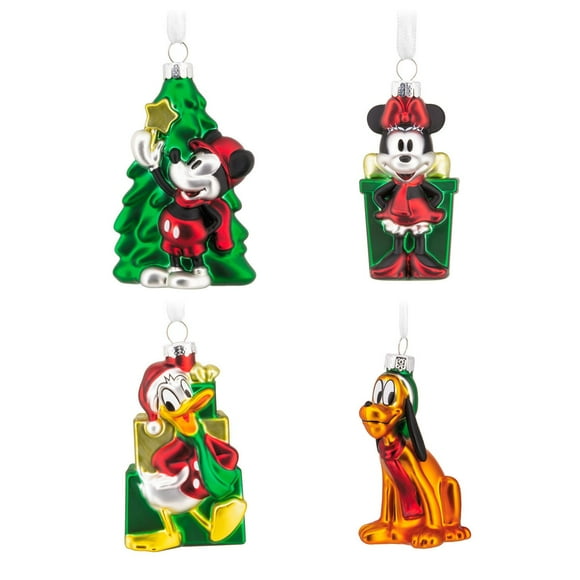 Hallmark Licensed Disney Mickey & Friends Blown Glass Ornaments, Set of 4