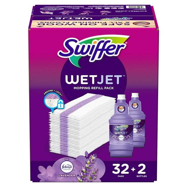 Swiffer WetJet Refill Pack, Lavender, 32 Pads + 2 Refills