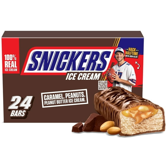 SNICKERS Chocolate Caramel Peanut Butter Ice Cream Bars, Frozen, 2 oz., 24 ct.