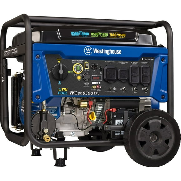12500/9500–Watt Westinghouse Tri Fuel Portable Generator With CO Sensor + Remote Electric Start