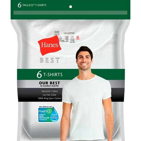Hanes Men's Best 6-Pack Crew T-Shirt