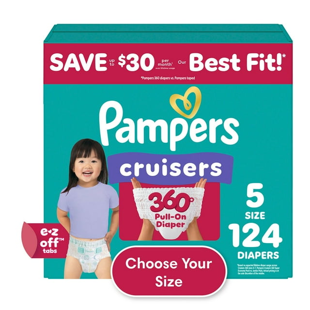 Pampers Cruisers 360 Diapers, Sizes 4-7