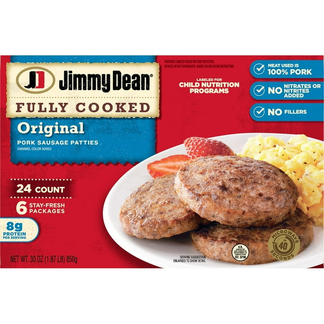 Jimmy Dean Fully Cooked Breakfast Pork Sausage Patties, 24 ct.