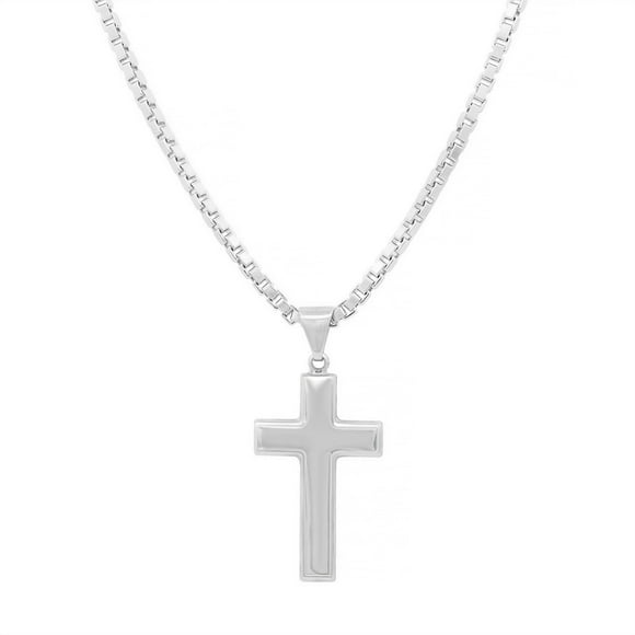 Reversible Cross Pendant Chain Necklace in Sterling Silver