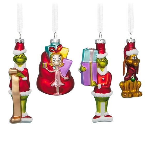 Hallmark Licensed How the Grinch Stole Christmas! Glass Ornaments, Set of 4