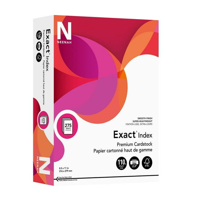 Exact Index Cardstock, 8.5 x 11", 94 Bright, 110 lbs., 1 Ream (275 sheets)