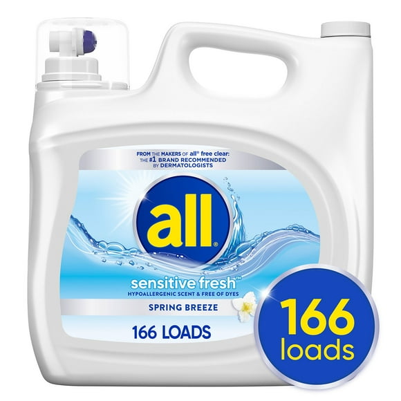 all Sensitive Fresh Liquid Laundry Detergent, Spring Breeze, 166 loads, 250 fl. oz.