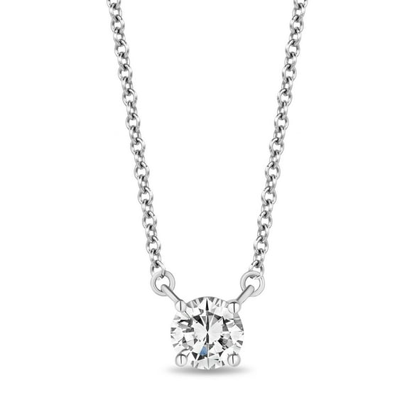 Round Cut Diamond Solitaire Necklace in 18K Gold