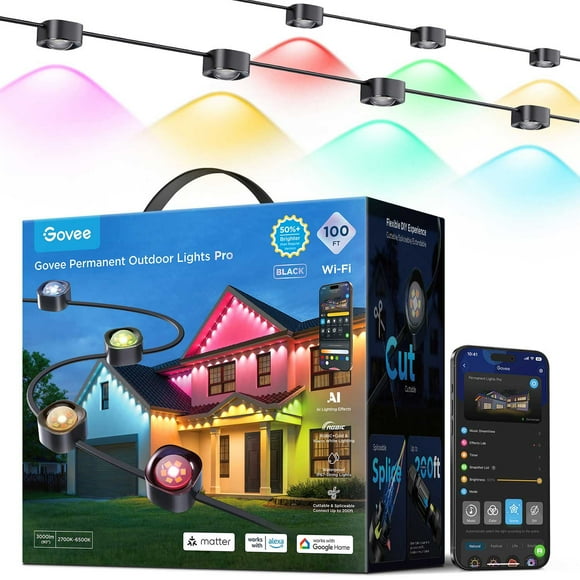 Govee Pro 100-ft Cuttable LED Permanent Outdoor Christmas Lights