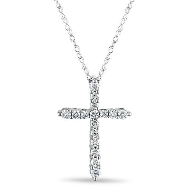 0.20 CT. T.W. Round Cut Diamond Cross Pendant in 14K Gold