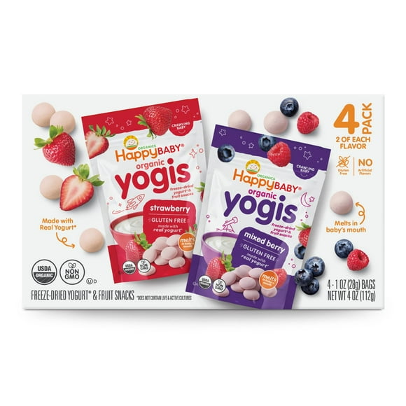 HappyBABY Organics Yogis Melts Variety Pack, 1 oz., 4ct.