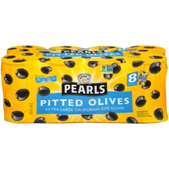 Pearls Extra-Large Pitted Olives, 6 oz., 8 pk.