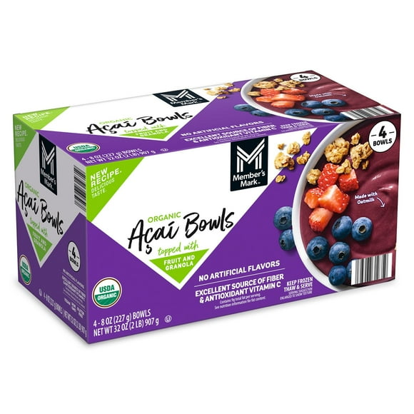 Member's Mark Organic Acai Bowl, Frozen, 8 oz., 4 ct.