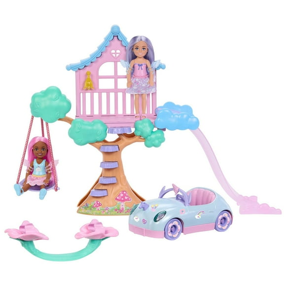 Barbie Fantasy Treehouse Playset with 2 Chelsea Dolls and Car